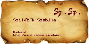 Szilák Szabina névjegykártya